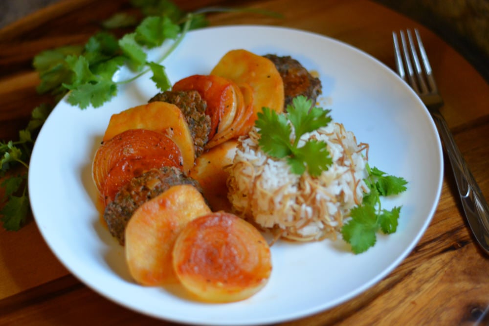 Baked Kafta and Potatoes Simply Lebanese