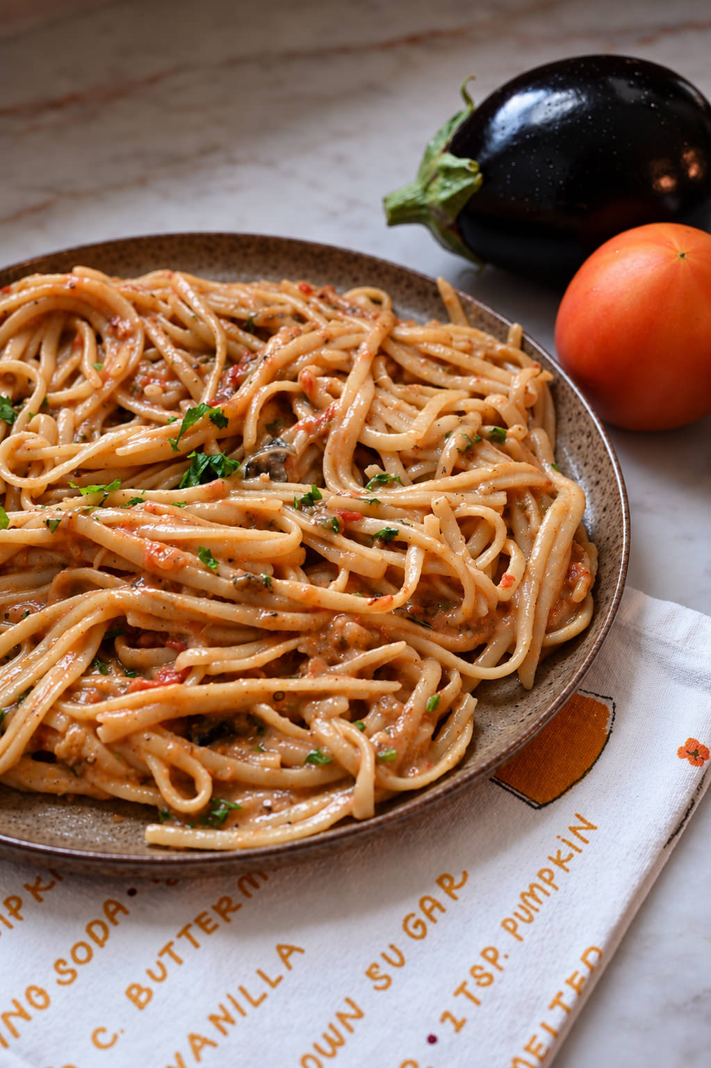 Eggplant Tomato Pasta