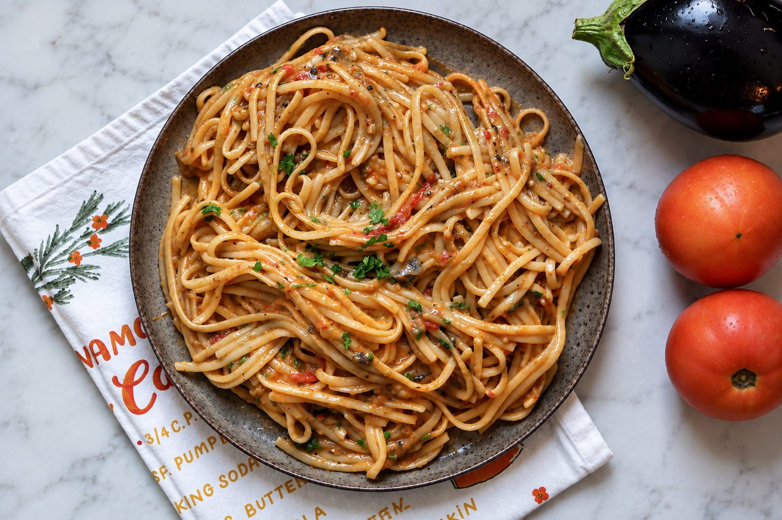 Eggplant Tomato Pasta