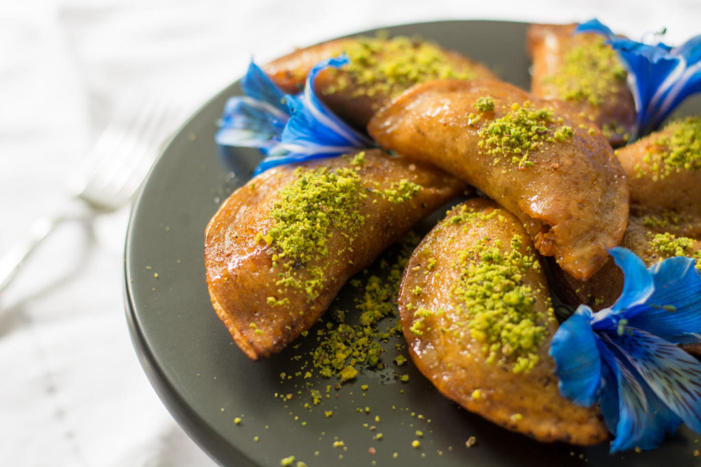 Walnut Stuffed Atayef - Simply Lebanese