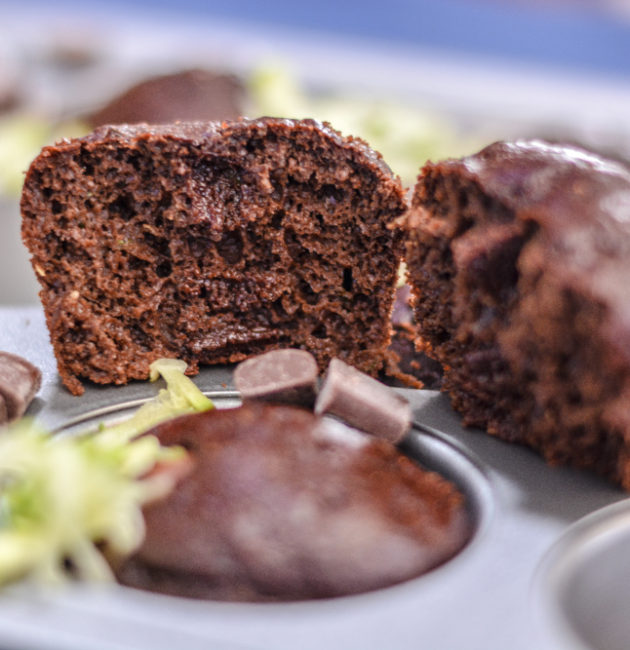 Skinny Chocolate Zucchini Muffins